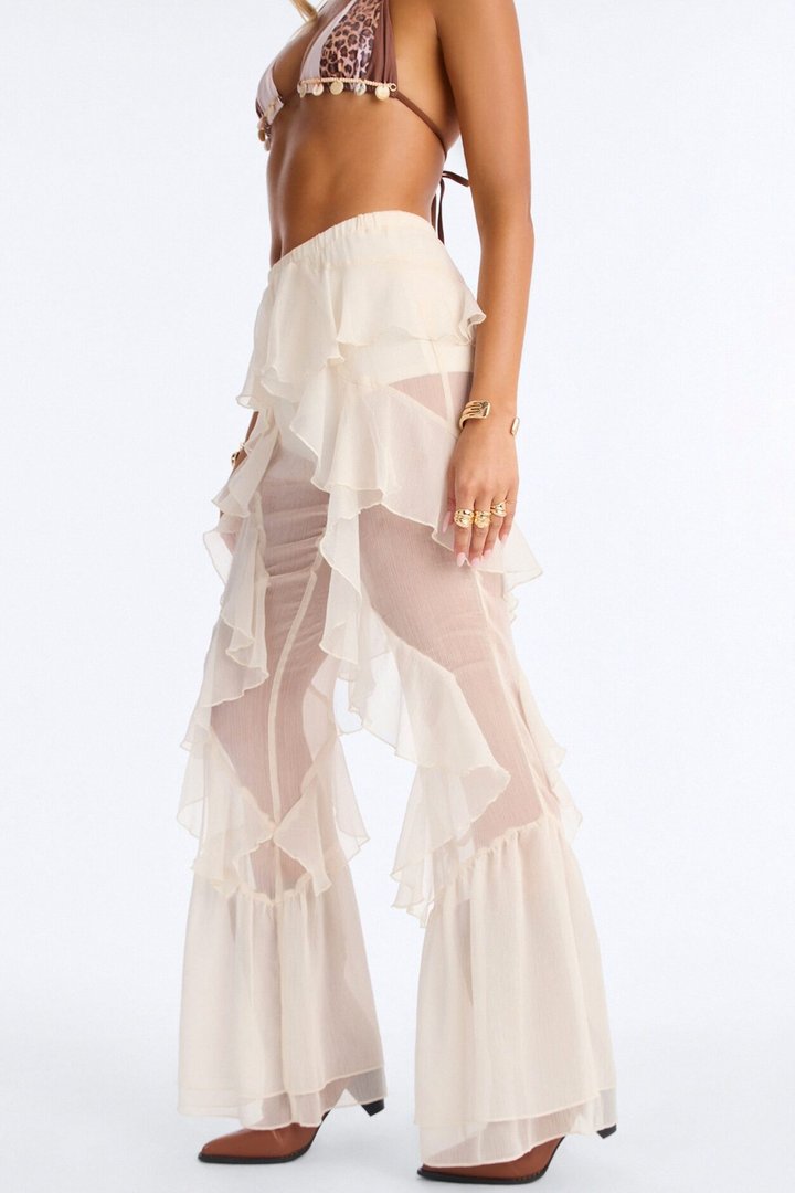 Twisted Rules Ruffle Flare Pant 33″ - Ivory