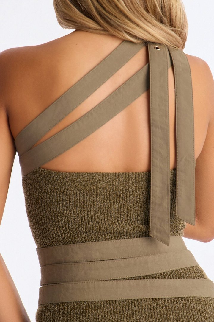 Regina Belted Sweater Mini Dress - Olive