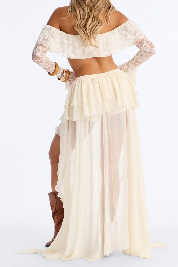 Serene Escape Tiered High Low Mini Skort - Cream