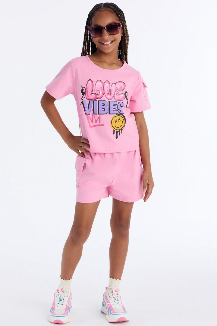 Mini Love Vibes Short Set - Pink
