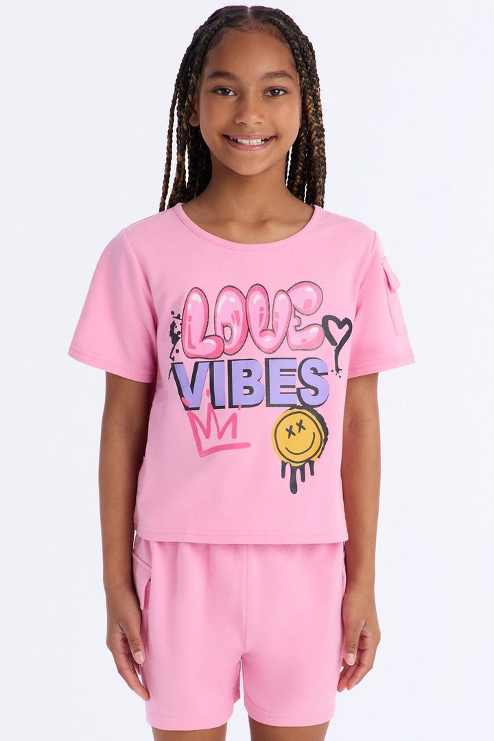 Mini Love Vibes Short Set - Pink