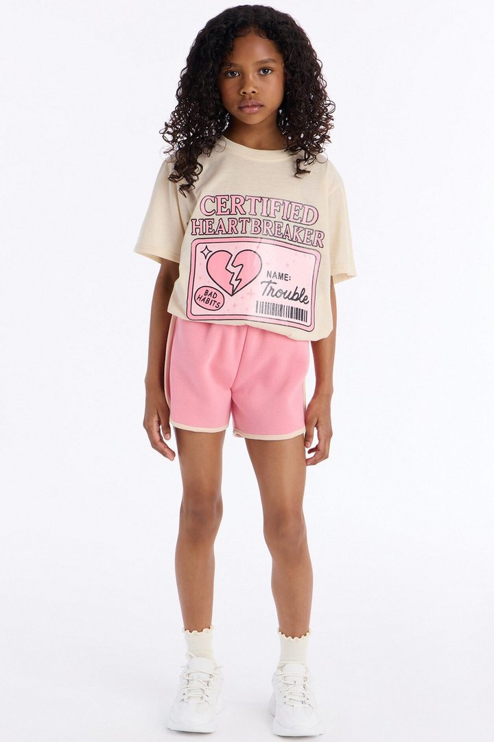 Mini Certified Heartbreaker Short Set - Sand/combo