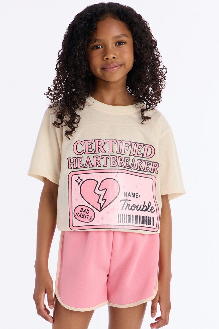 Mini Certified Heartbreaker Short Set - Sand/combo