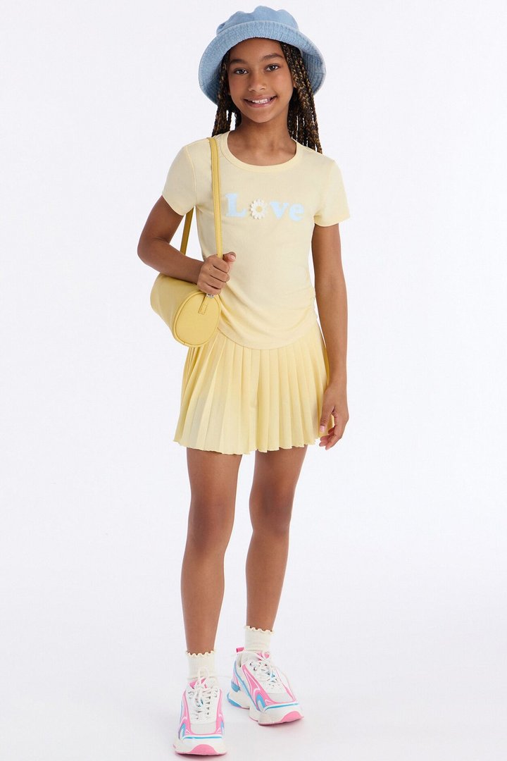 Mini Everlasting Love Pleated Skort Set - Yellow