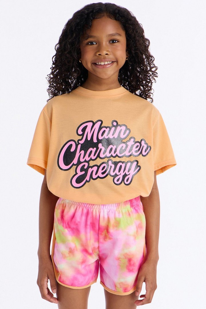 Mini Main Character Energy Short Set - Peach/combo