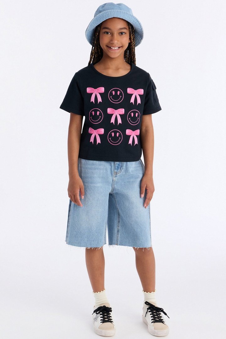 Mini Aleksa Pleated Non Stretch Denim Jorts - Light Wash