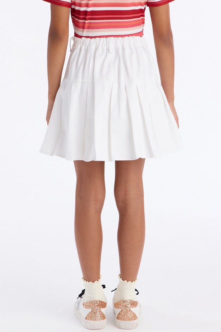 Mini Gianna Pleated Denim Skirt - White