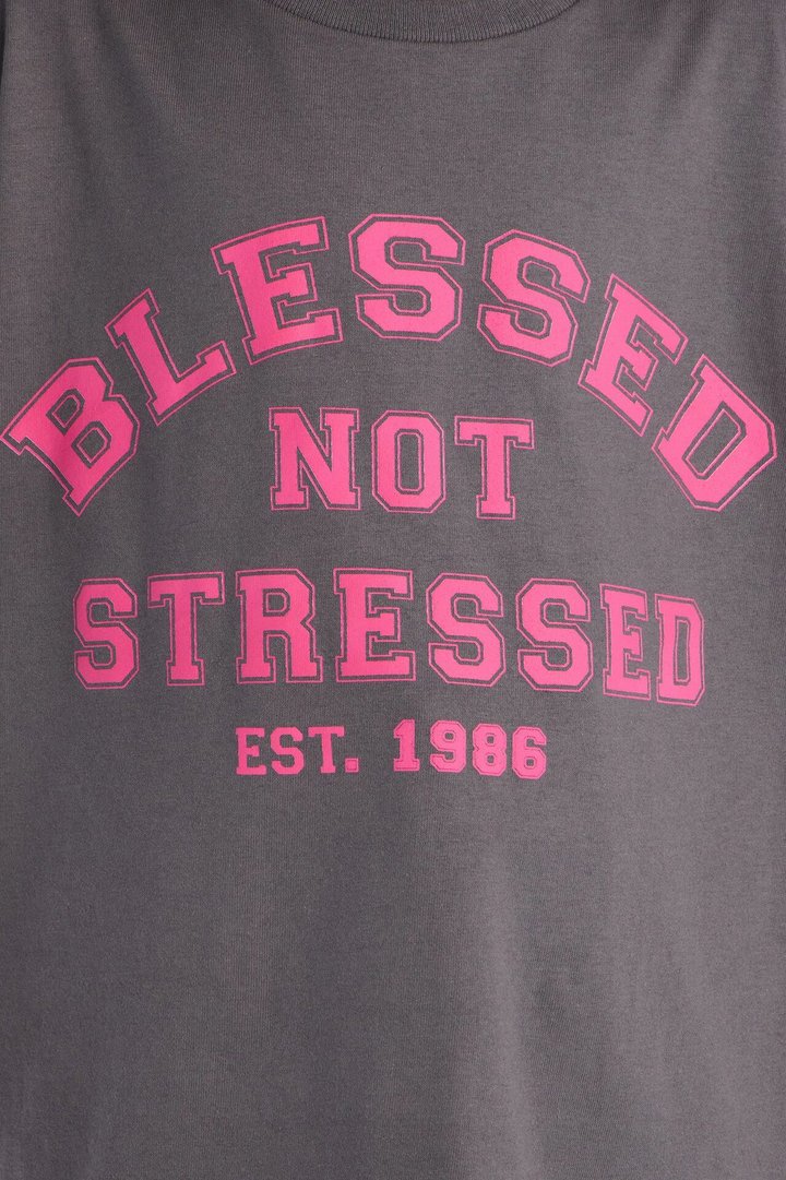 Mini Blessed Not Stressed Short Sleeve Tee - Charcoal