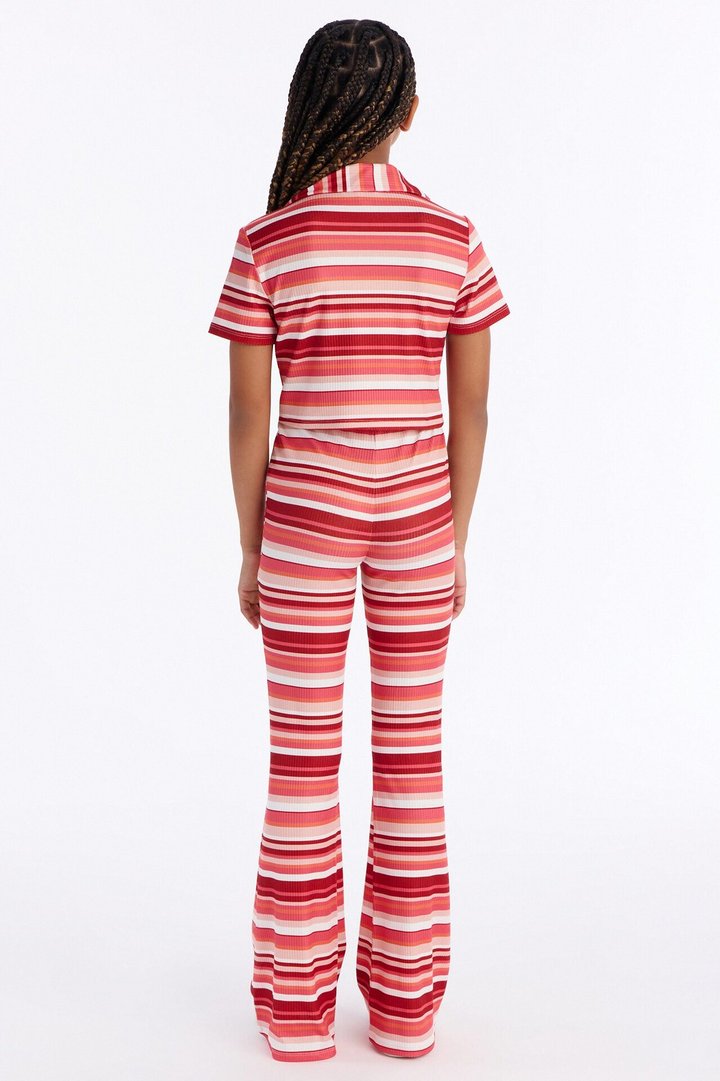 Mini Deserve It All Striped Polo Pant Set - Pink/combo