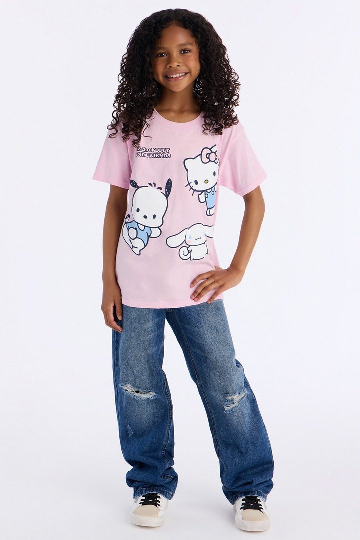 Mini Hello Kitty And Friends Having Fun Short Sleeve Tee - Light Pink