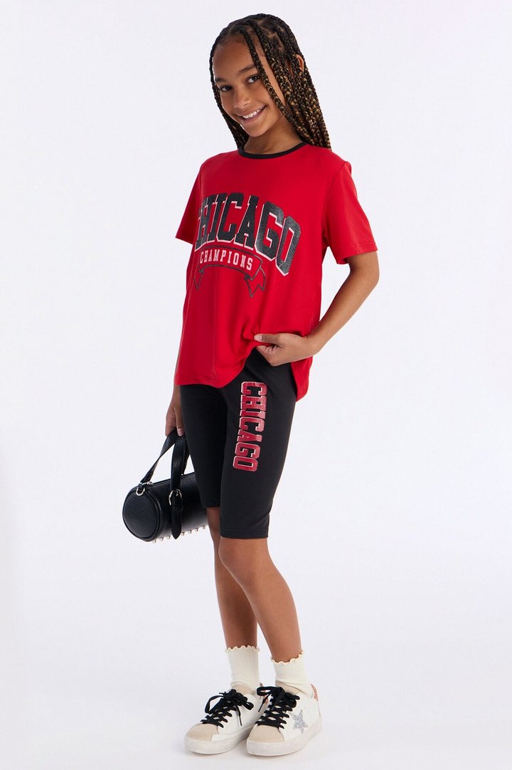 Mini Chicago Lifestyle Short Set - Red/Black