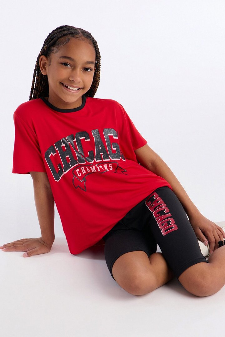Mini Chicago Lifestyle Short Set - Red/Black