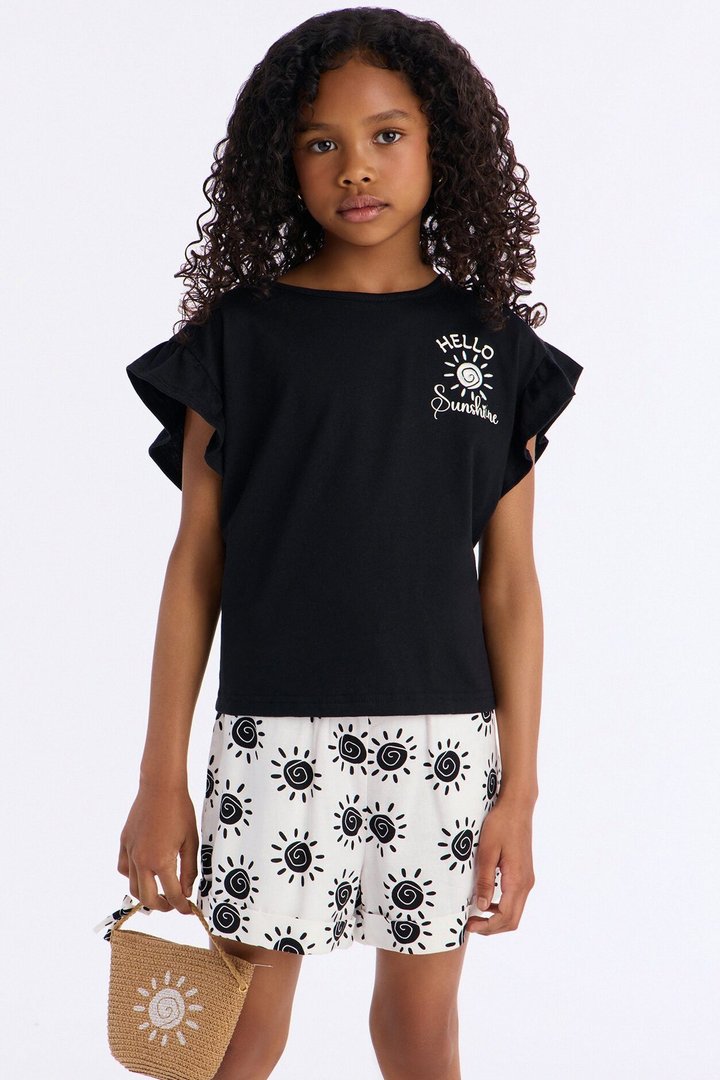 Mini Hello Sunshine Short Set - Black/combo