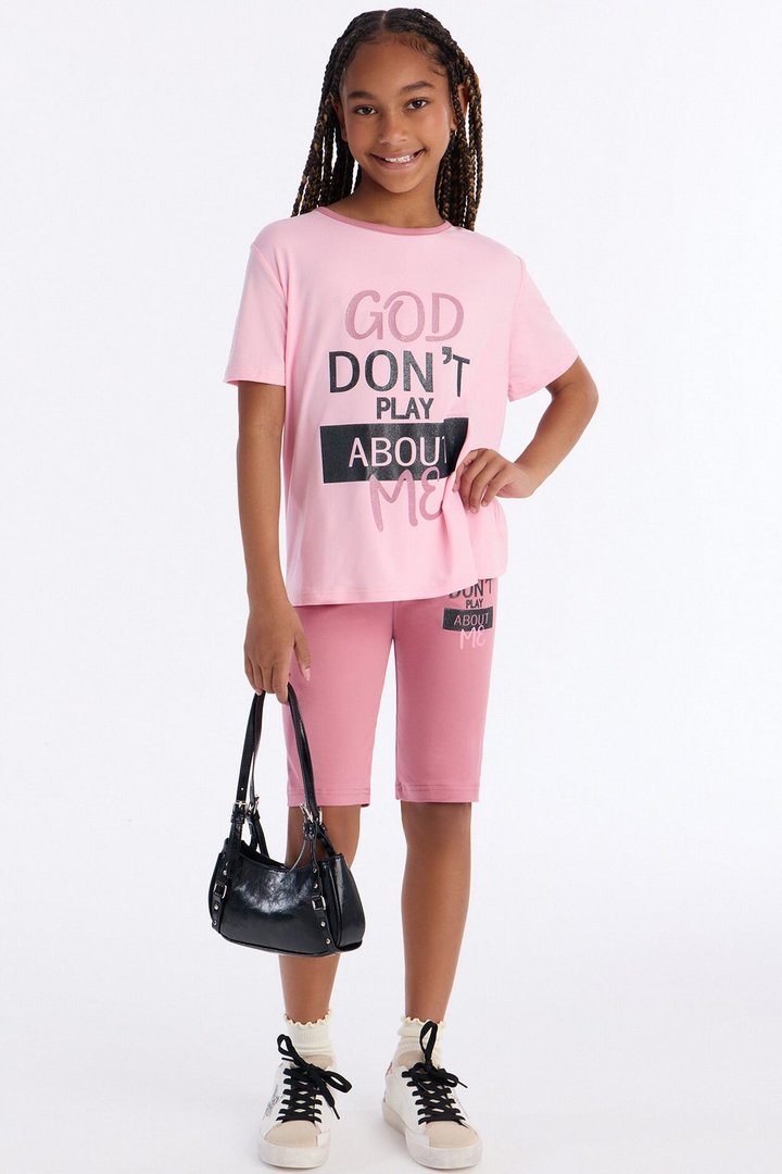 Mini God Don't Play About Me Short Set - Pink