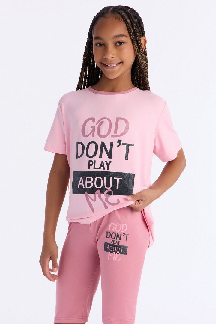 Mini God Don't Play About Me Short Set - Pink