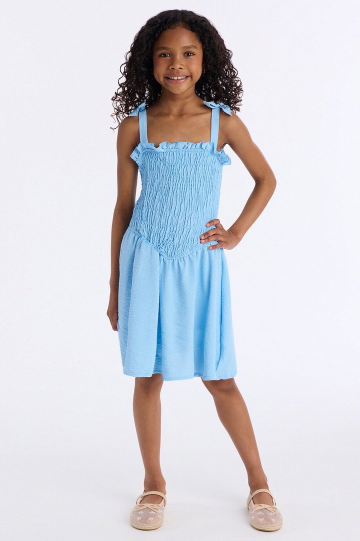 Mini Shaye Smocked Romper - Blue