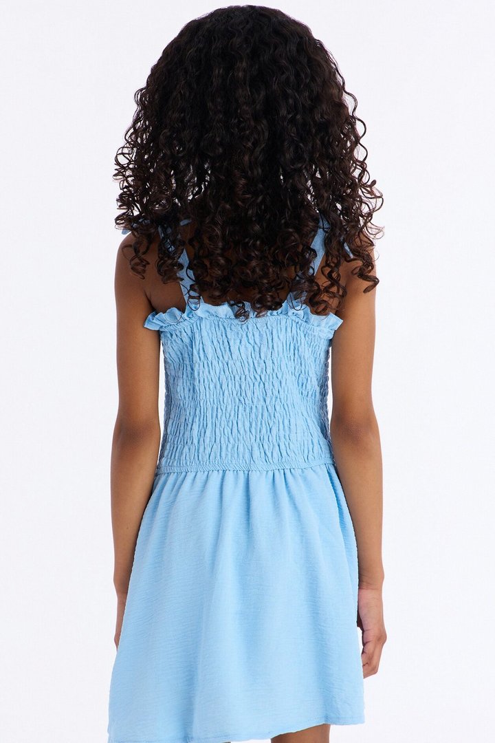Mini Shaye Smocked Romper - Blue