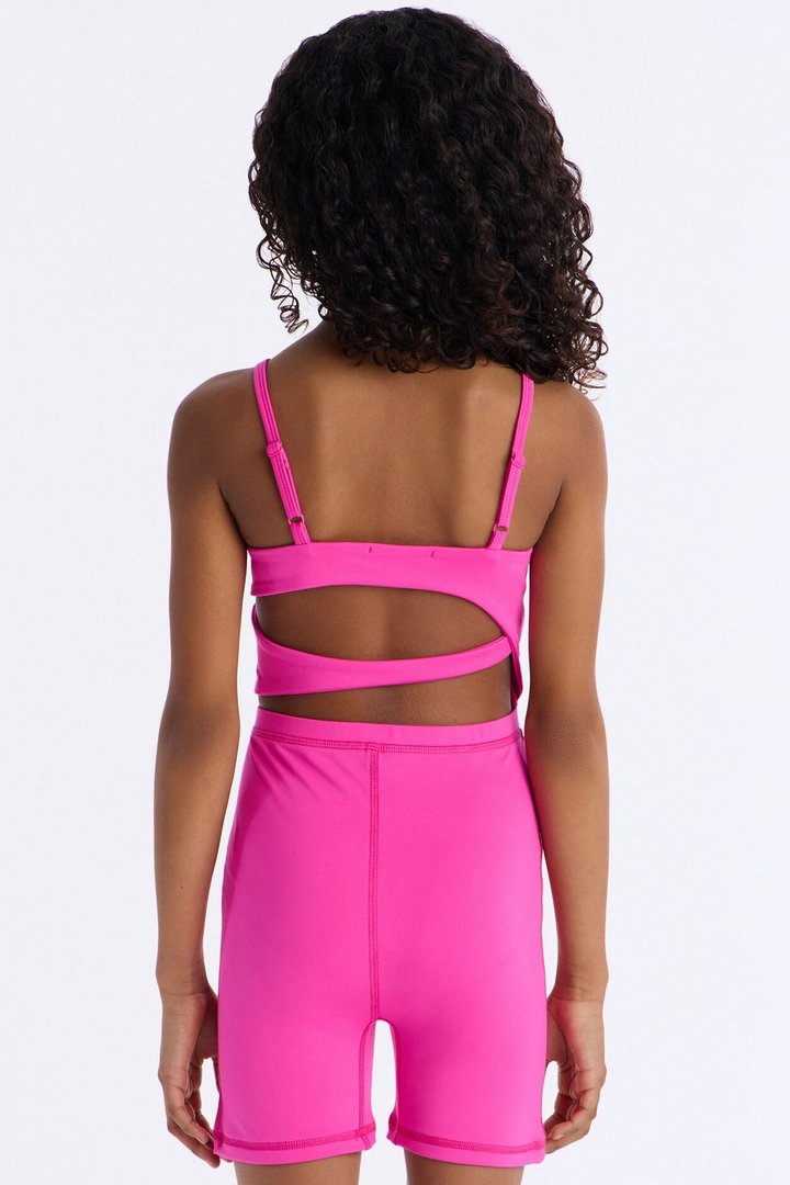 Mini Believe You're A Winner Sportscore Romper - Hot Pink