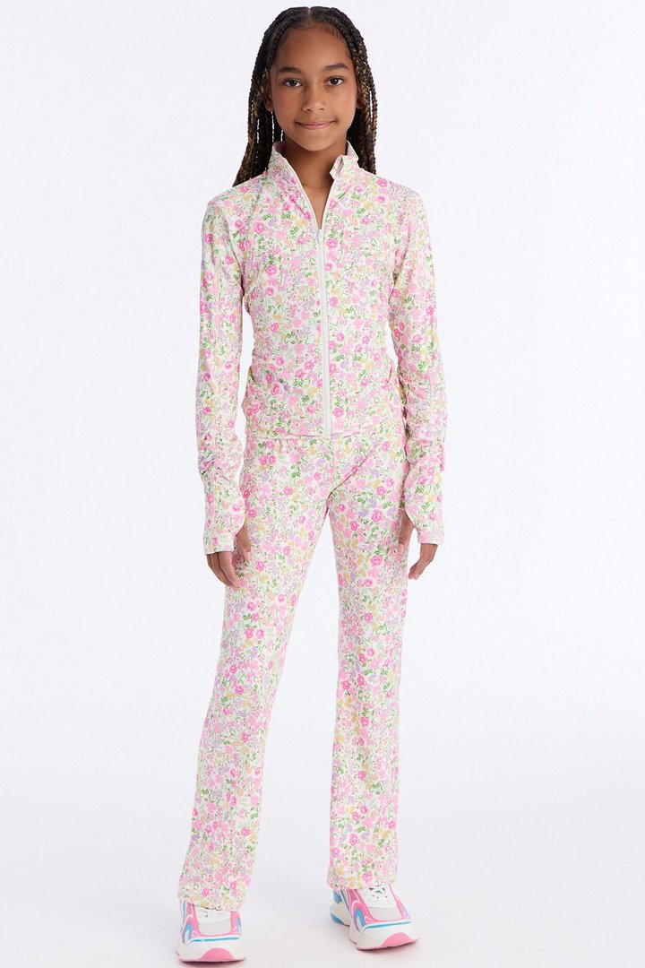Mini So Grateful Floral Zip Jacket - White/Pink
