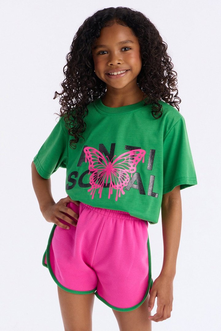 Mini Anti Social Short Set - Green/combo