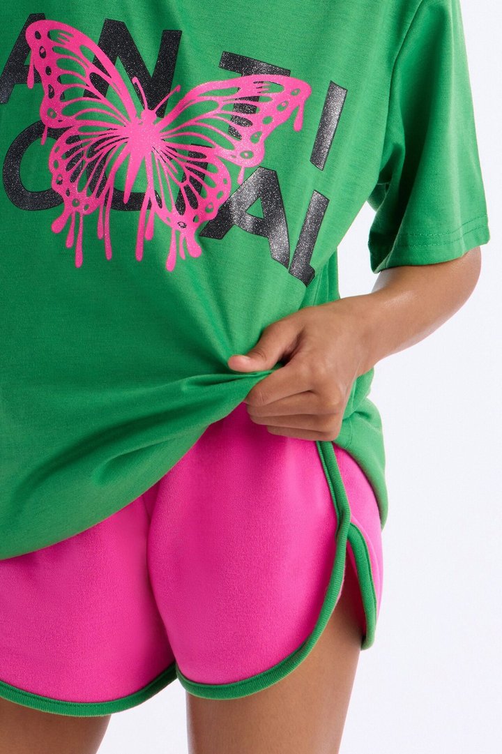 Mini Anti Social Short Set - Green/combo