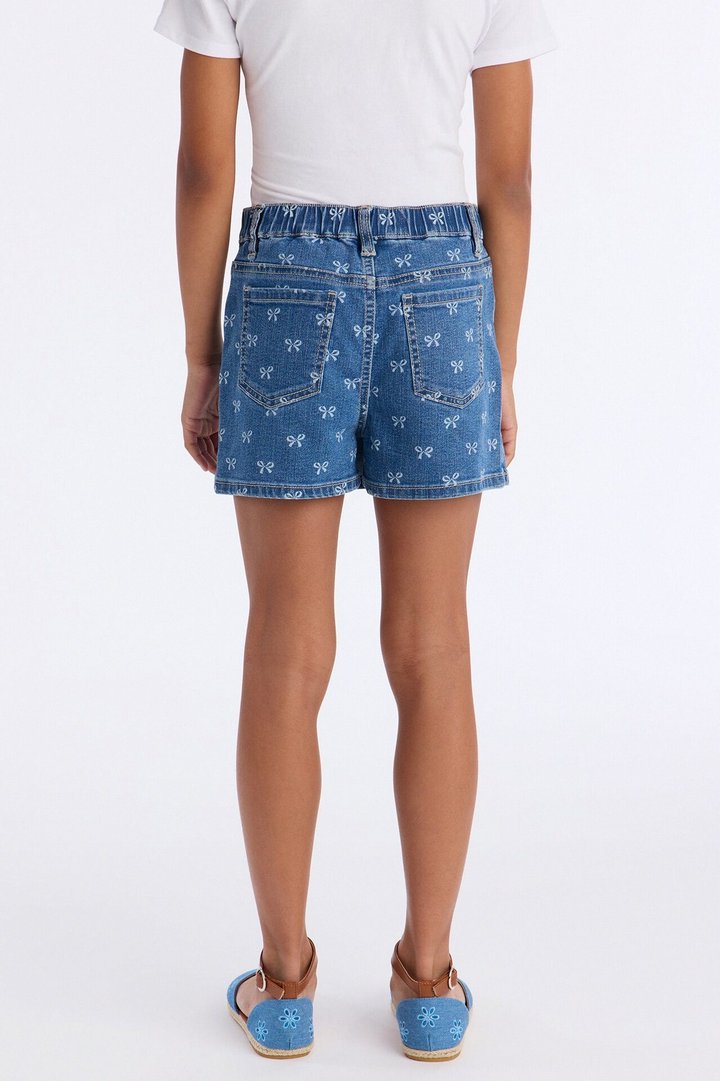 Mini Everything About It Printed Denim Skort - Medium Wash