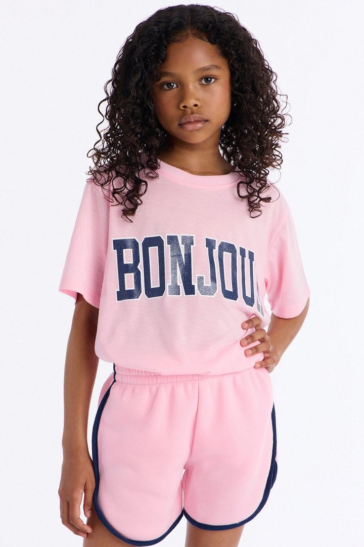 Mini Bon Jour Short Set - Pink