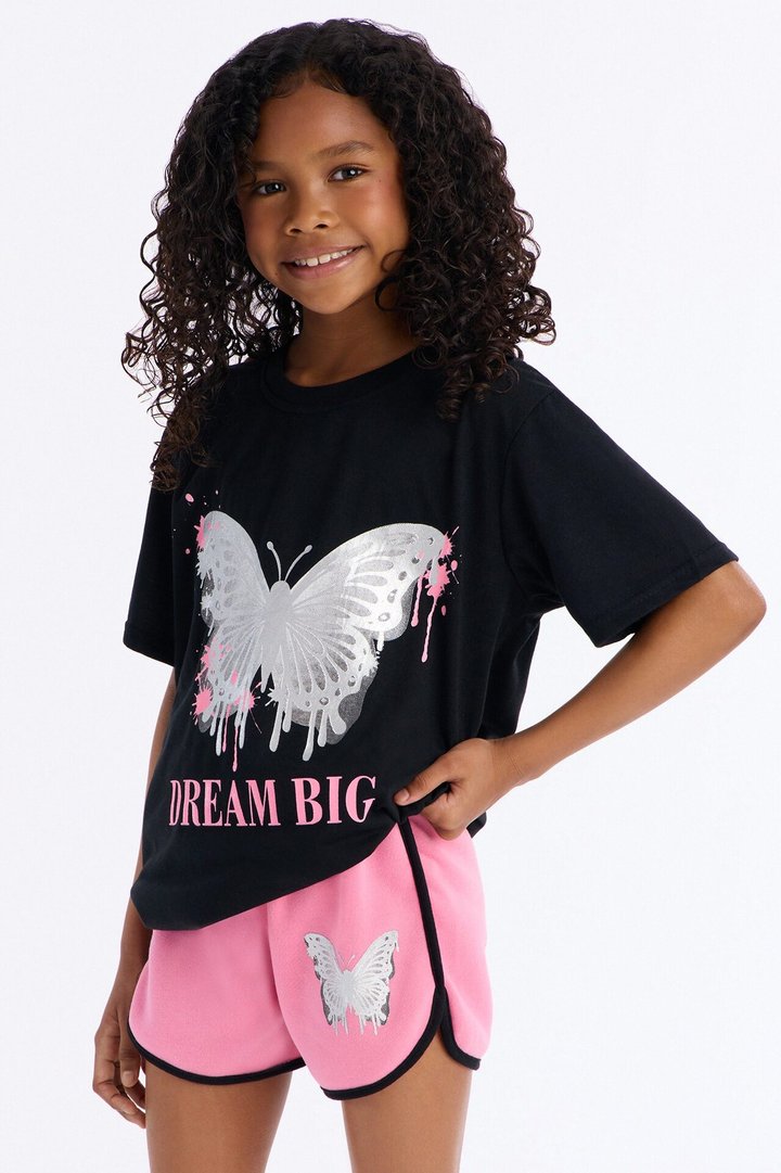 Mini Dream Big Butterfly Short Set - Pink/combo