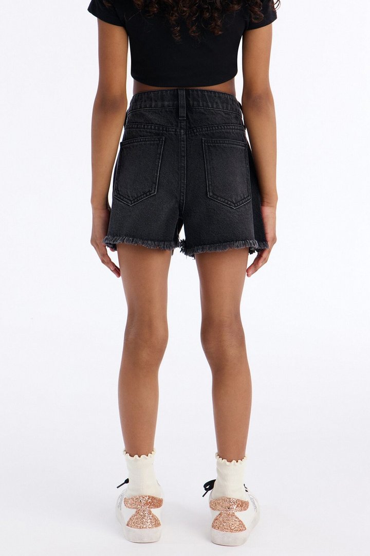 Mini Nantucket Cut Off Ripped Denim Shorts - Black Wash