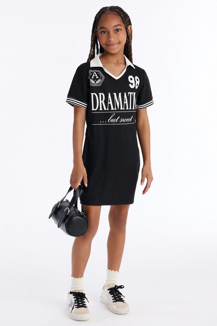 Mini Stay Sporty Polo Shirt Dress - Black/White