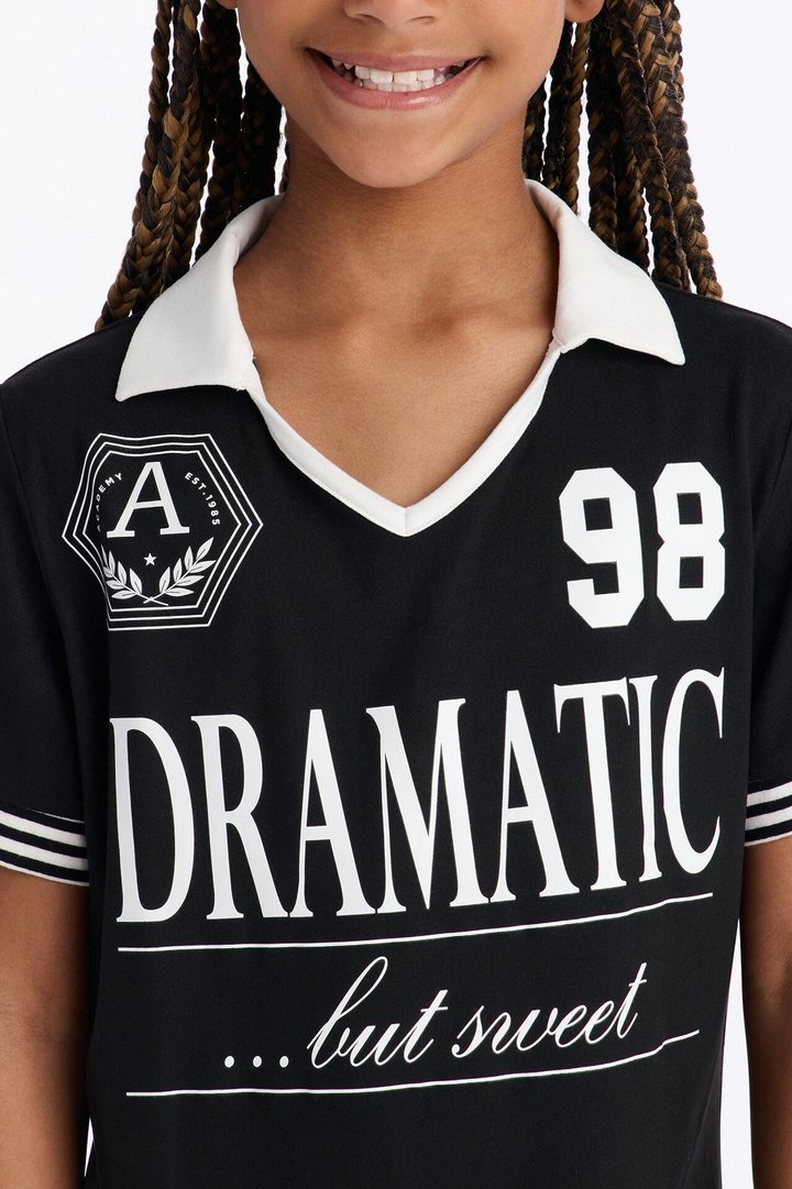 Mini Stay Sporty Polo Shirt Dress - Black/White