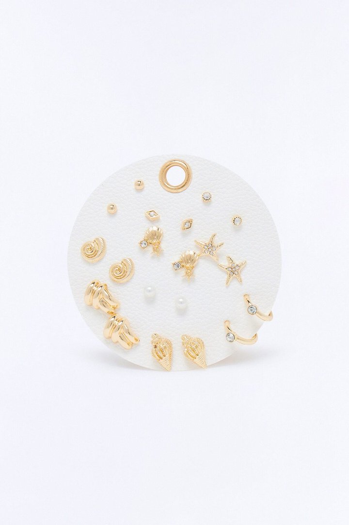Oceana Trinkets 10 Pair Multi Earring Set - Gold