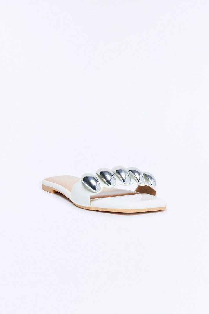 Dami Hardware Slip On Sandals - White