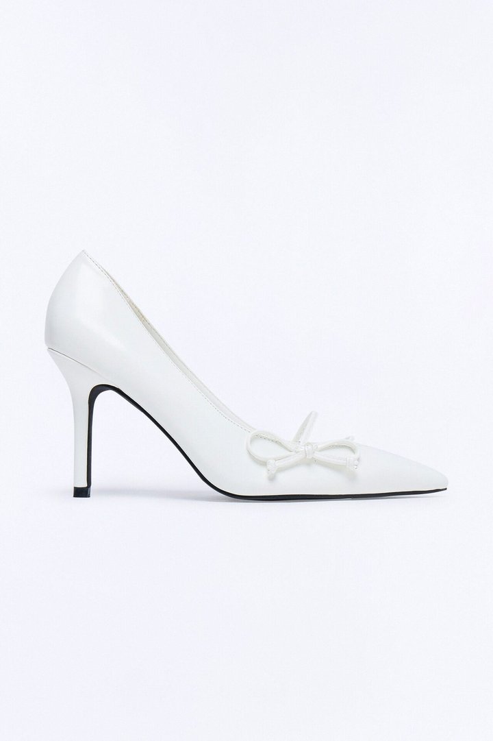 Embery Bow Stiletto Pumps - White