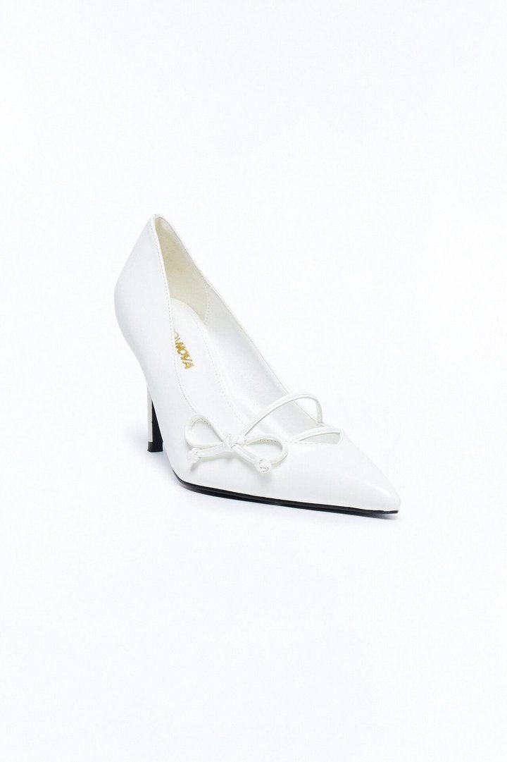 Embery Bow Stiletto Pumps - White