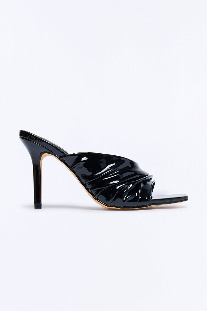 One Sided Ruched Stiletto Heels - Black