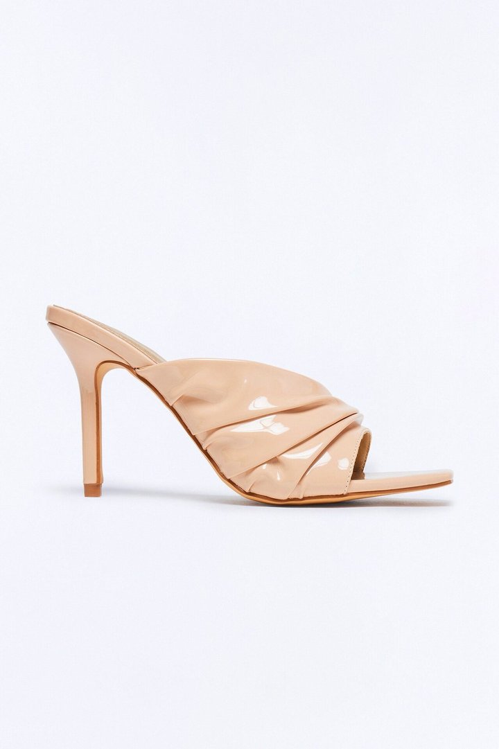One Sided Ruched Stiletto Heels - Blush