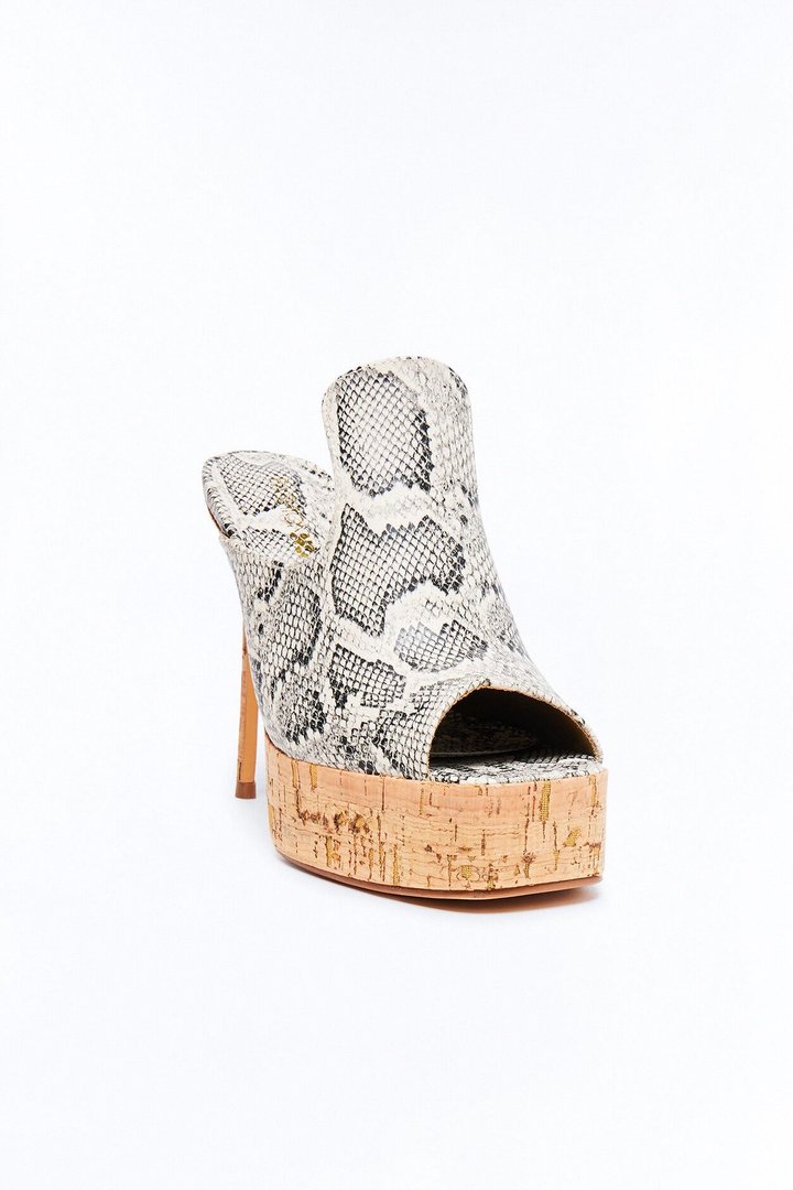 Dimension Peep Toe Platform Heels - Beige