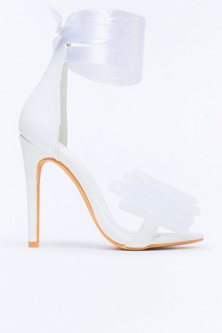 Milady Bow Wrap Up Heels - White
