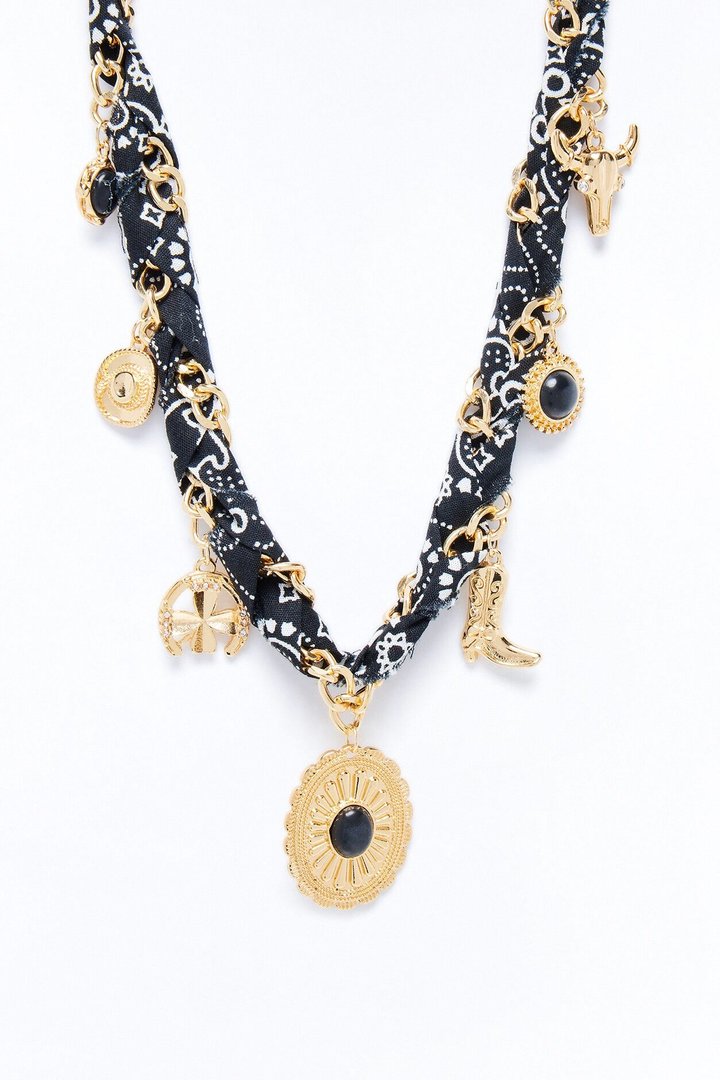 Rodeo Bandit Charm Neckalce - Black/Gold