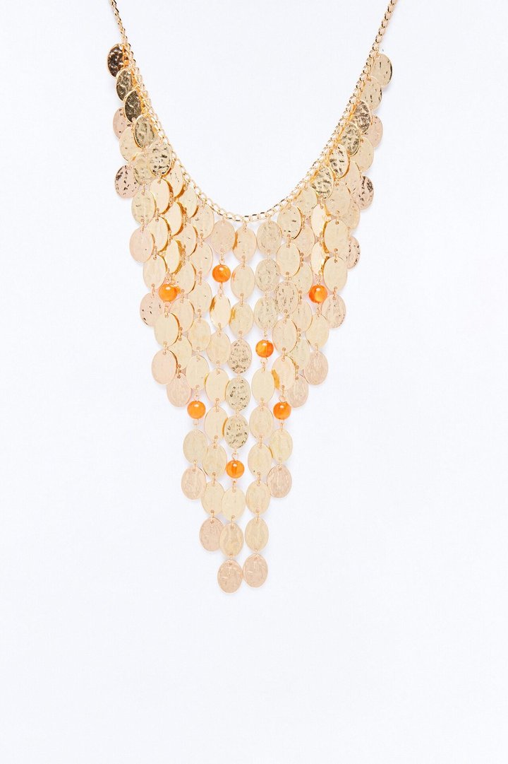 Free Bead Necklace - Gold/Orange