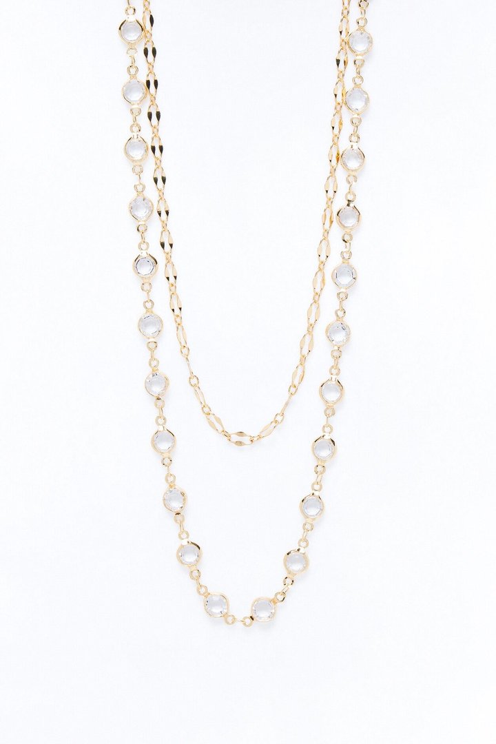 Simple Things Layered Necklace - Gold/Clear