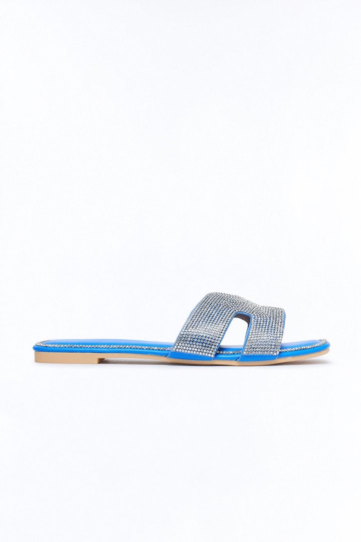 Marta Rhinestone Slip On Sandals - Royal