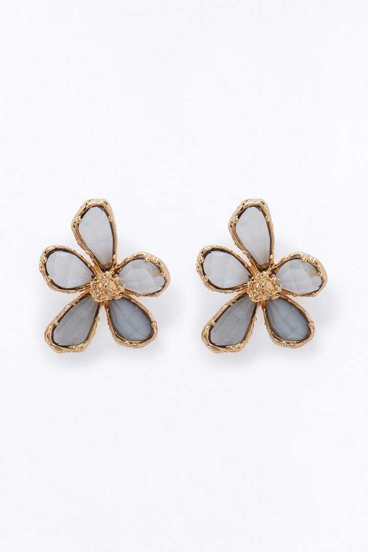 Poppy Floral Earrings - Gold/Blue