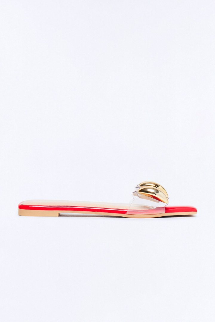 Dami Hardware Slip On Sandals - Red