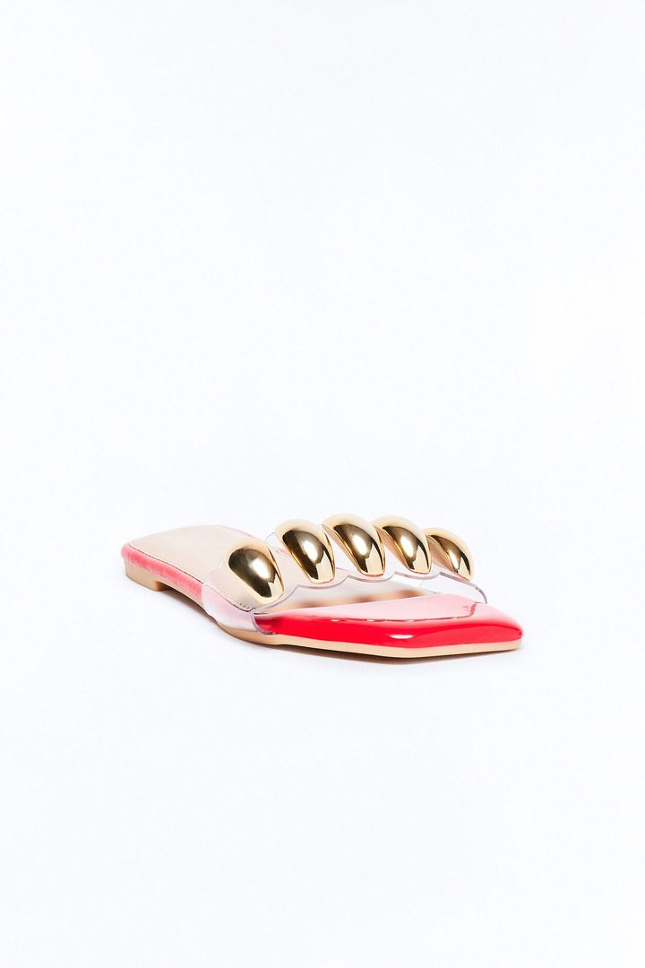 Dami Hardware Slip On Sandals - Red