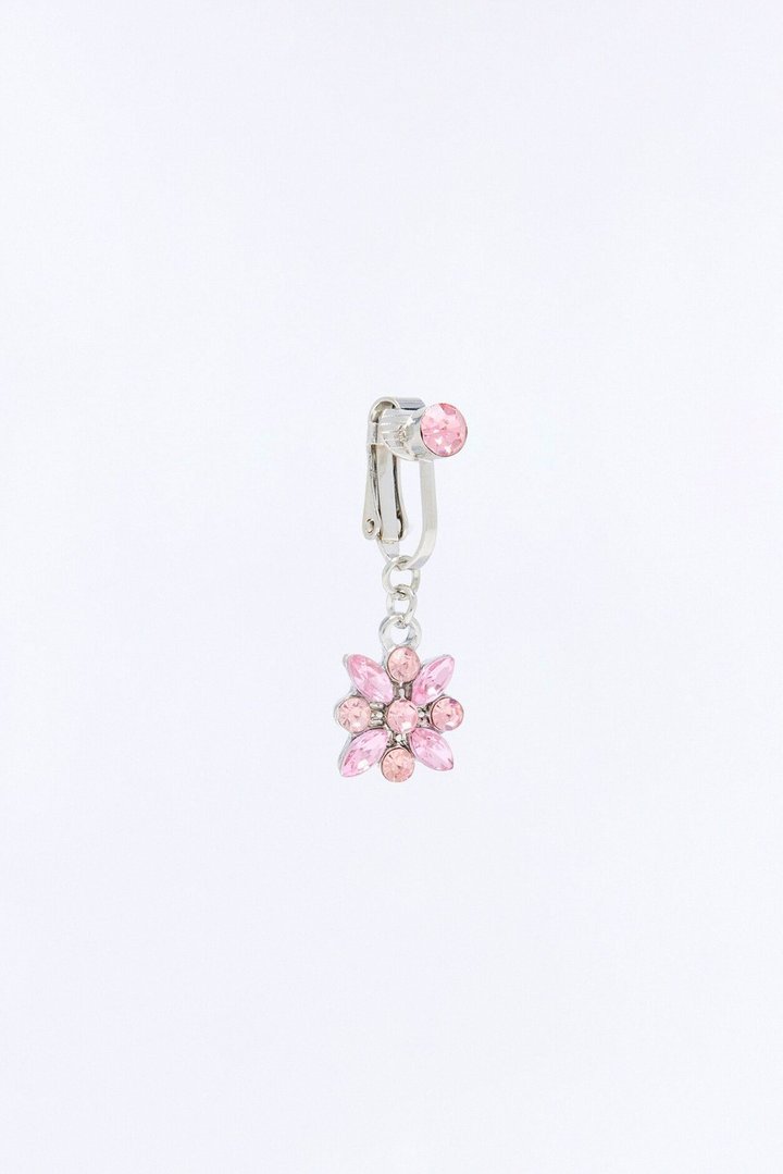 Little Daisy Rhinestone Clip On Belly Ring - Pink