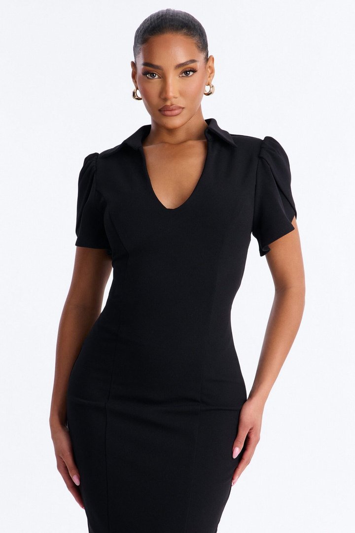 Marina Bow Midi Dress - Black/White
