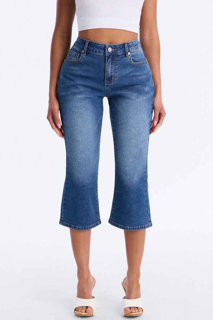 String Me Along Low Rise Capri Jeans - Dark Wash