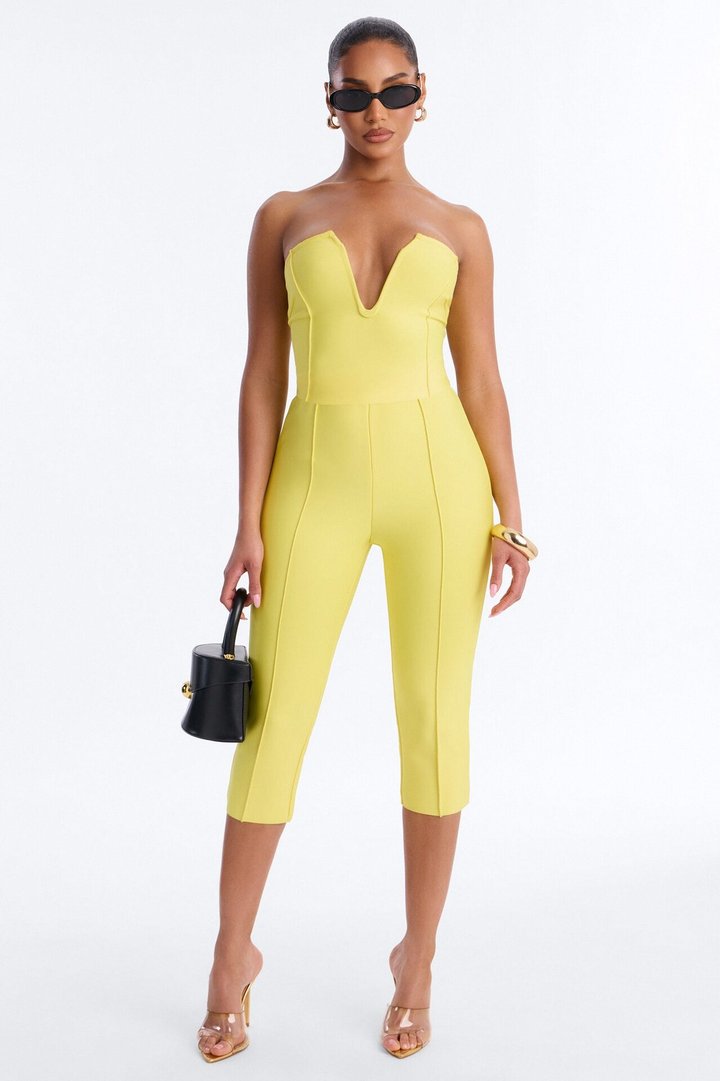 Someone To You Bandage Capri Jumpsuit - Yellow